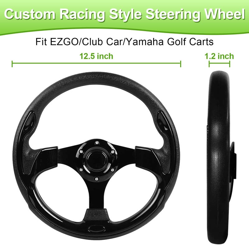 LEAPGOMAX EZGO Steering Wheel Golf Cart for EZGO Club Car Yamaha Universal Golf Cart Steering Wheel Club Car(Black) - Image 3